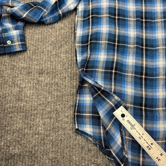White Crow Flannel Button Up Shirt Womens L Blue Plaid Tunic Grunge Heritage - Picture 9 of 10